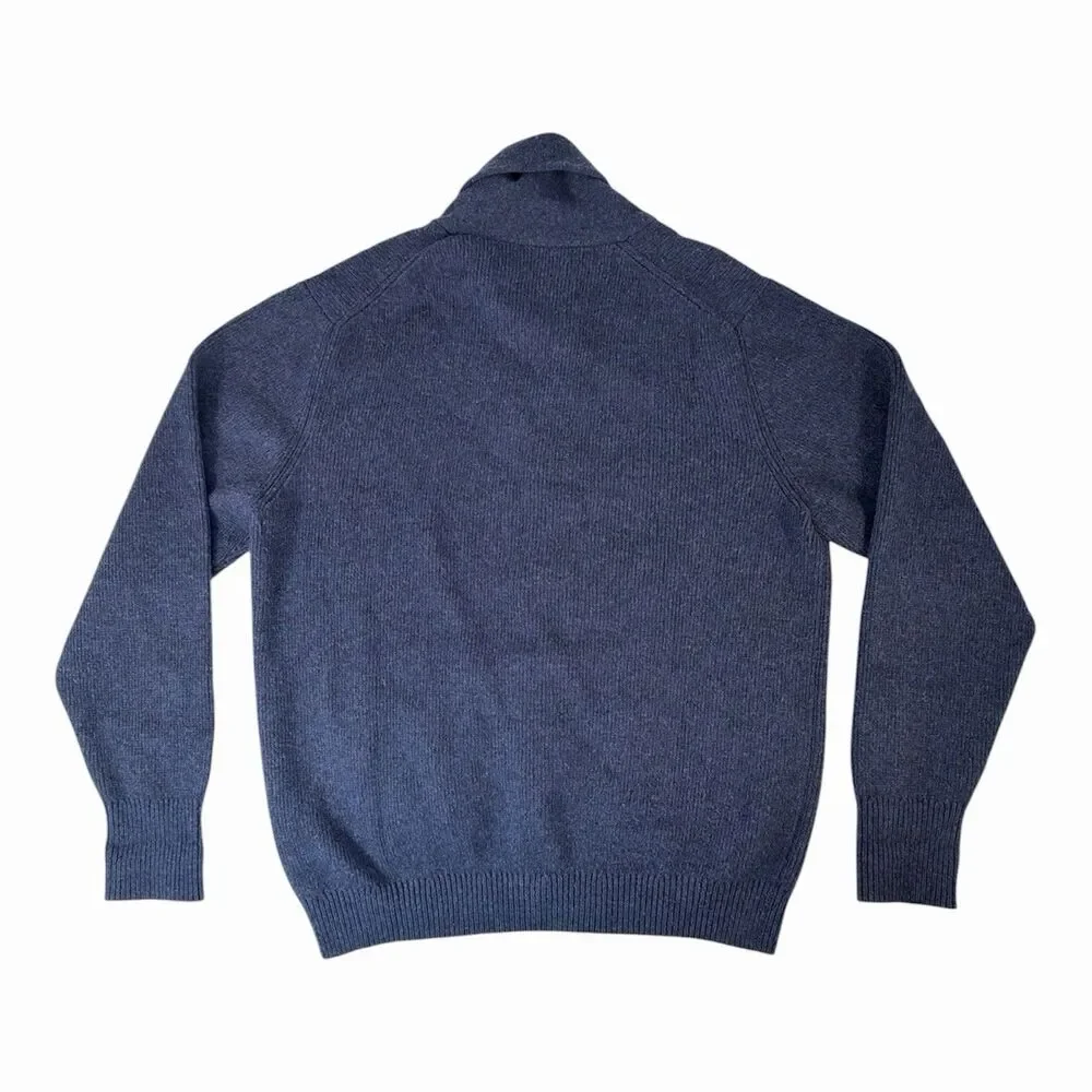 Sid Mashburn Shawl Cardigan Sweater Men's XL Navy Blue 80% Wool/20% Nylon Blend